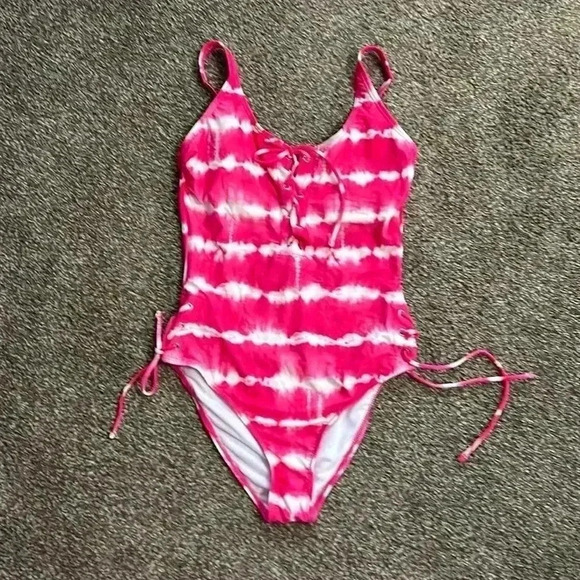 California Waves one piece, pink tie dye bathing suit. Small - Picture 3 of 6
